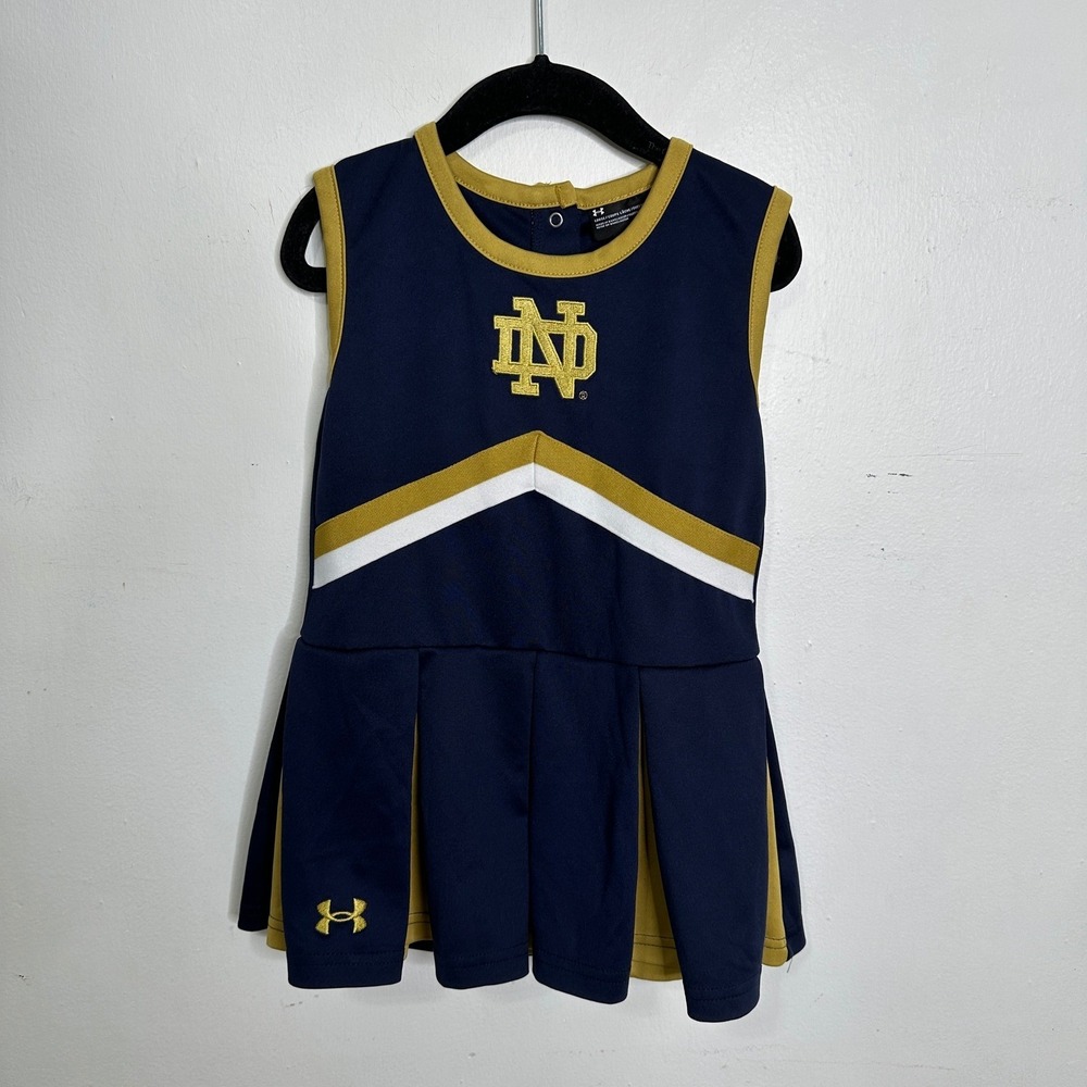 Under Armour Notre Dame Fighting Irish Girls Cheerleader Dress Navy Gold 4T